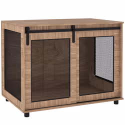 PawHut Dog Crate Furniture w/ Sliding Door, for Large Dogs, Walnut Brown - Additional view 8