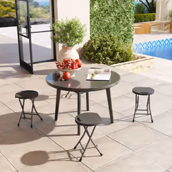 Outsunny Folding Stool Set of 4, Decorative Garden Stool Set, Charcoal Grey