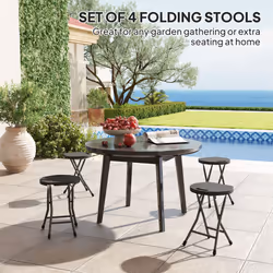 Outsunny Folding Stool Set of 4, Decorative Garden Stool Set, Charcoal Grey