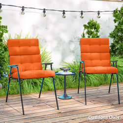 Outsunny 2pc Outdoor Seat Cushion with Backrest, Ties, for Garden, Orange