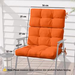 Outsunny 2pc Outdoor Seat Cushion with Backrest, Ties, for Garden, Orange