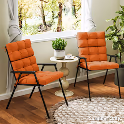 Outsunny 2pc Outdoor Seat Cushion with Backrest, Ties, for Garden, Orange - Additional view 6