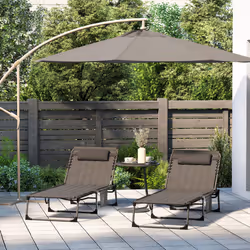 Outsunny 2 Pieces Foldable Sun Lounger Set with Padded Seat, Black