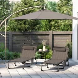 Outsunny 2 Pieces Foldable Sun Lounger Set with Padded Seat, Black