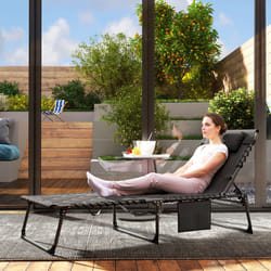 Outsunny Foldable Sun Lounger with Reclining Back and Padded Seat, Black