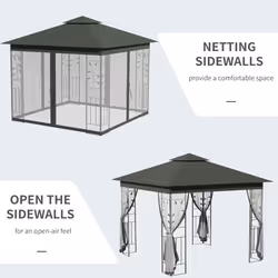 Outsunny 3 x 3(m) Garden Gazebo Marquee Tent Canopy Shelter Pavilion Grey - Additional view 5