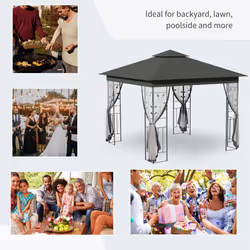 Outsunny 3 x 3(m) Garden Gazebo Marquee Tent Canopy Shelter Pavilion Grey - Additional view 6