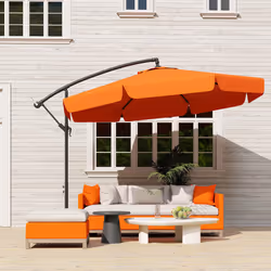 Outsunny 2.7m Garden Cantilever Banana Parasol Sun Shade w/ Crank, Orange