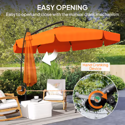 Outsunny 2.7m Garden Cantilever Banana Parasol Sun Shade w/ Crank, Orange
