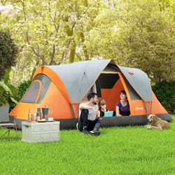 Outsunny 5-6 Man Camping Tent with Bag, Fibreglass and Steel Frame, Orange