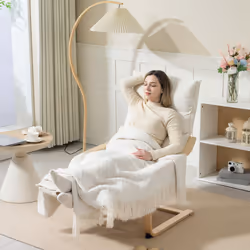 HOMCOM Birch Wood Lounge Chair for Living Room, Bedroom - Cream - Additional view 5