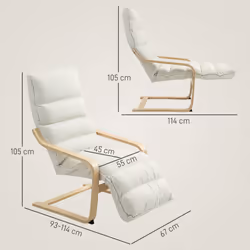 HOMCOM Birch Wood Lounge Chair for Living Room, Bedroom - Cream - Additional view 7