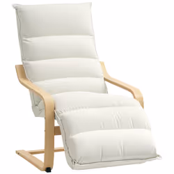 HOMCOM Birch Wood Lounge Chair for Living Room, Bedroom - Cream - Additional view 8