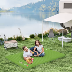 Outsunny Portable Inflatable Camping Bed with Double Mattress Green