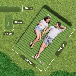 Outsunny Portable Inflatable Camping Bed with Double Mattress Green