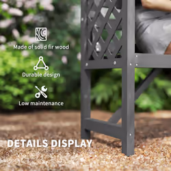Outsunny Arch Pergola Garden Bench, Wooden Garden Arbour with Seat, Grey