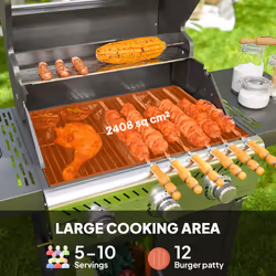 Outsunny 3 Burner Propane Gas BBQ Grill with See-through Lid and Thermometer
