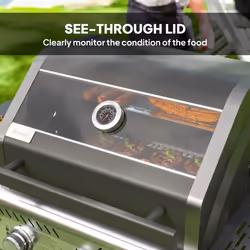 Outsunny 3 Burner Propane Gas BBQ Grill with See-through Lid and Thermometer - Additional view 4
