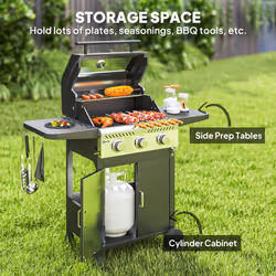 Outsunny 3 Burner Propane Gas BBQ Grill with See-through Lid and Thermometer - Additional view 5