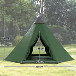 Outsunny 6-7 Person Large Family Party Camping Tent W/ Carrying Bag, Green