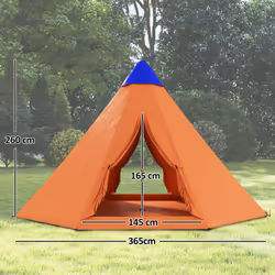 Outsunny 6-7 Person Large Family Party Camping Tent W/ Carrying Bag, Orange
