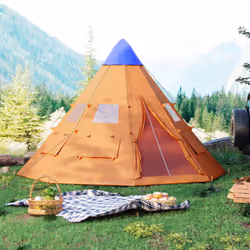 Outsunny 6-7 Person Large Family Party Camping Tent W/ Carrying Bag, Orange - Additional view 6