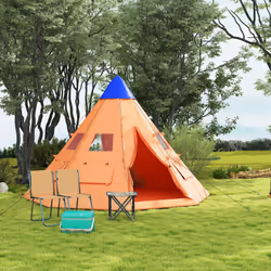 Outsunny 6-7 Person Large Family Party Camping Tent W/ Carrying Bag, Orange - Additional view 7