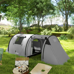 Outsunny 2 Room Camping Family Tent for 3-4 Man, 3000mm Waterproof, Grey