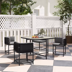 Outsunny 4 Seater Rattan Dining Set with Cushions, Charcoal Grey