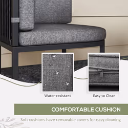 Outsunny 4 Seater Rattan Dining Set with Cushions, Charcoal Grey