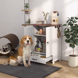 PawHut Dog Feeding Station with Storage, Pet Feeding Station with Dog Bowls