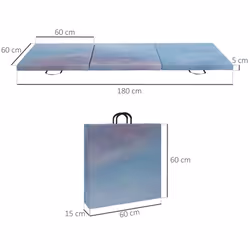 HOMCOM 6FT Foldable Gymnastics Mat, Tri-Fold 2" Thick Crash Mat, Blue - Additional view 2