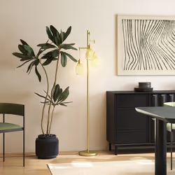 HOMCOM Industrial 3-Light Floor Lamp Dimmable Standing Lamp, Gold - Additional view 6