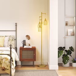 HOMCOM Industrial 3-Light Floor Lamp Dimmable Standing Lamp, Gold - Additional view 7
