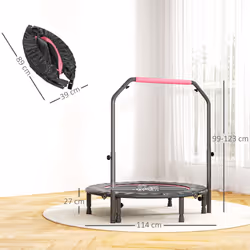 HOMCOM 45" Foldable Mini Fitness Trampoline w/ Foam Handle, Pink