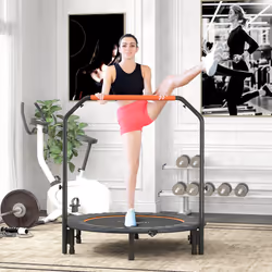 HOMCOM 48" Foldable Mini Fitness Trampoline w/ Foam Handle, Orange