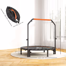 HOMCOM 48" Foldable Mini Fitness Trampoline w/ Foam Handle, Orange
