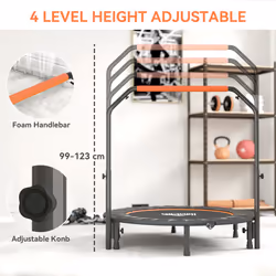 HOMCOM 48" Foldable Mini Fitness Trampoline w/ Foam Handle, Orange