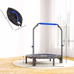 HOMCOM 45" Foldable Mini Fitness Trampoline w/ Foam Handle, Blue
