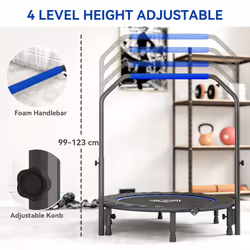 HOMCOM 45" Foldable Mini Fitness Trampoline w/ Foam Handle, Blue
