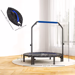 HOMCOM 48" Foldable Mini Fitness Trampoline w/ Foam Handle, Blue