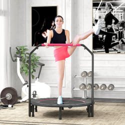 HOMCOM 48" Foldable Mini Fitness Trampoline w/ Foam Handle, Pink