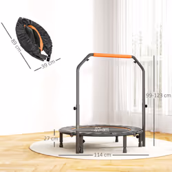 HOMCOM 45" Foldable Mini Fitness Trampoline w/ Foam Handle, Orange