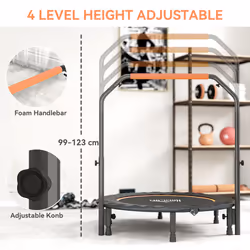 HOMCOM 45" Foldable Mini Fitness Trampoline w/ Foam Handle, Orange