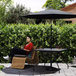 Outsunny Square Patio Table, Glass Top Garden Dining Table 100 x 100cm