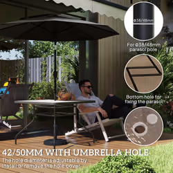 Outsunny Square Patio Table, Glass Top Garden Dining Table 100 x 100cm