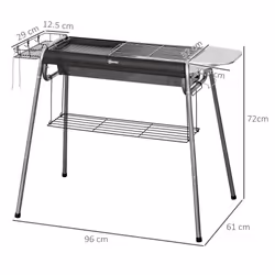 Outsunny Charcoal BBQ Grill with Griddle Plate, Black