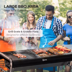 Outsunny Charcoal BBQ Grill with Griddle Plate, Black - Additional view 4