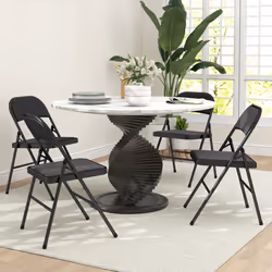 HOMCOM 4 Pack Padded Folding Chairs with Cushioned Seat and Metal Frame Black