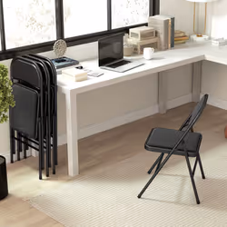 HOMCOM 4 Pack Padded Folding Chairs with Cushioned Seat and Metal Frame Black - Additional view 6
